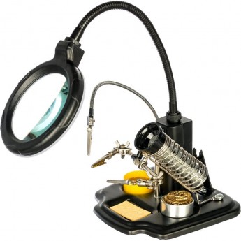 Держатель REXANT «МАСТЕР», 3 зажима, лупа 90 мм, подставка паяльника, стенд припоя, LED подсветка Держатель REXANT «МАСТЕР», 3 зажима, лупа 90 мм, подставка паяльника, стенд припоя, LED подсветка