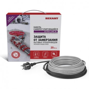 Кабель REXANT EXTRA LINE 25MSR-PB 15 м/375 Вт греющий саморегулирующийся Кабель REXANT EXTRA LINE 25MSR-PB 15 м/375 Вт греющий саморегулирующийся