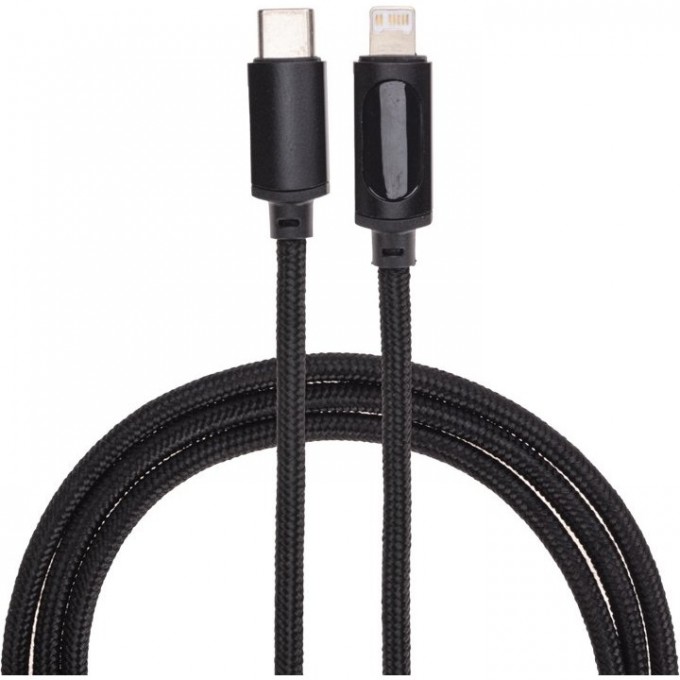 Кабель REXANT Type-C – Lightning для Apple, 3А, 1 м, в черной нейлоновой оплетке, с LED дисплеем 18-7068