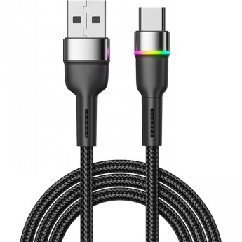 Кабель REXANT USB-A – Type-C, 3А, 18Вт, 1м, в черной нейлоновой оплетке, с LED подсветкой Кабель REXANT USB-A – Type-C, 3А, 18Вт, 1м, в черной нейлоновой оплетке, с LED подсветкой