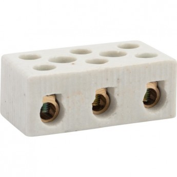 Клемма керамическая винтовая REXANT КВ 16 мм² 3 пары контактов с крепежным отверстием (45 шт./уп.)