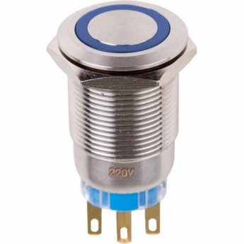 Кнопка антивандальная REXANT 19 250В подсветка синяя Кнопка антивандальная REXANT 19 250В подсветка синяя