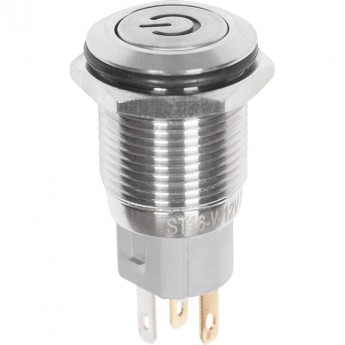 Кнопка антивандальная REXANT POWER A-16-F5 12В б/фикс плоская подсветка синяя