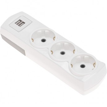 Колодка REXANT PREMIUM 3 гнезда, с/з, 2 USB, белый Колодка REXANT PREMIUM 3 гнезда, с/з, 2 USB, белый