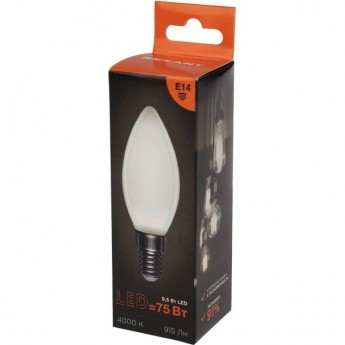 Лампа филаментная REXANT СВЕЧА CN35 9,5Вт 915Лм 4000K E14 матовая колба Лампа филаментная REXANT СВЕЧА CN35 9,5Вт 915Лм 4000K E14 матовая колба