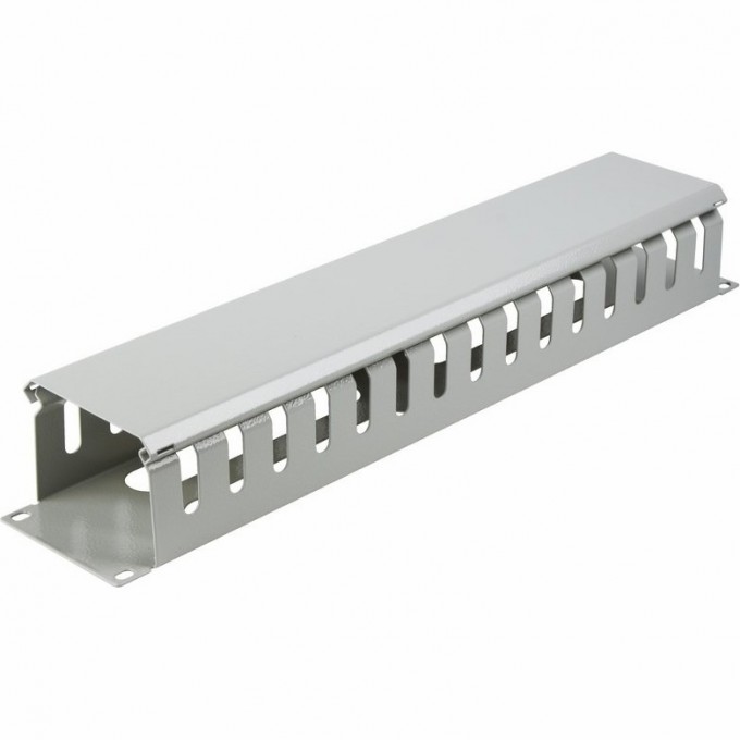 Органайзер кабельный REXANT горизонтальный с крышкой,19'', 2U, глубиной 72 мм, металл, RAL 7035 04-2645