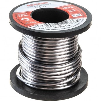 Припой без канифоли REXANT ПОС-61, 100 г, Ø2,0 мм, (олово 61%, свинец 39%), катушка