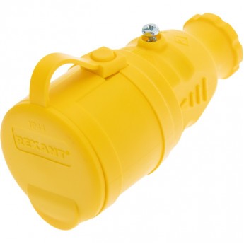 Розетка переносная REXANT 16 А IP44 каучук желтая с крышкой Розетка переносная REXANT 16 А IP44 каучук желтая с крышкой