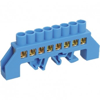 Шина REXANT «N» нулевая в комбинированном синем изоляторе на DIN-рейку 8x12 мм 8 групп Шина REXANT «N» нулевая в комбинированном синем изоляторе на DIN-рейку 8x12 мм 8 групп