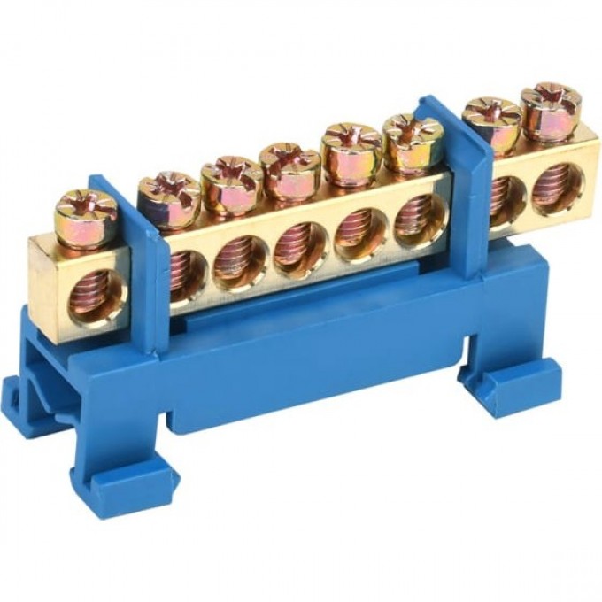 Шина REXANT с синим изолятором тип стойка на рейку 6x9 мм 8 групп 11-2353