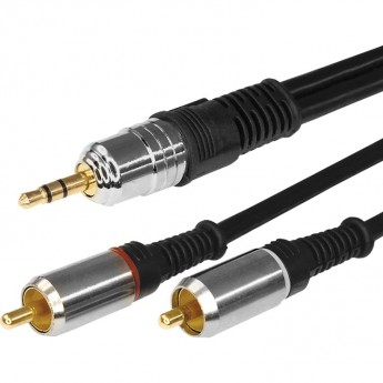 Шнур REXANT стерео 3.5 мм - 2 RCA 3 м gold-металл Шнур REXANT стерео 3.5 мм - 2 RCA 3 м gold-металл