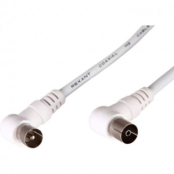 Шнур REXANT ТВ гнездо - ТВ штекер угловой 1.5 м белый
