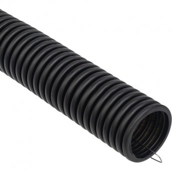 Труба гофрированная REXANT из ПНД, с зондом, черная, Ø25 мм (бухта 50 м/уп)