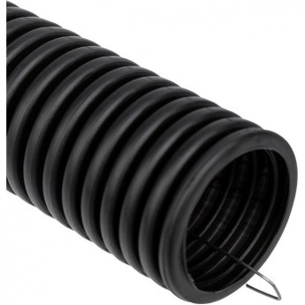 Труба гофрированная REXANT из ПНД, с зондом, черная, Ø40 мм (бухта 15 м/уп.)