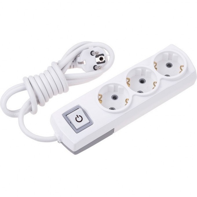 Удлинитель REXANT PREMIUM 3 гнезда, 1,5м, 3х1,5мм², с/з, с выключателем, белый 13-4103