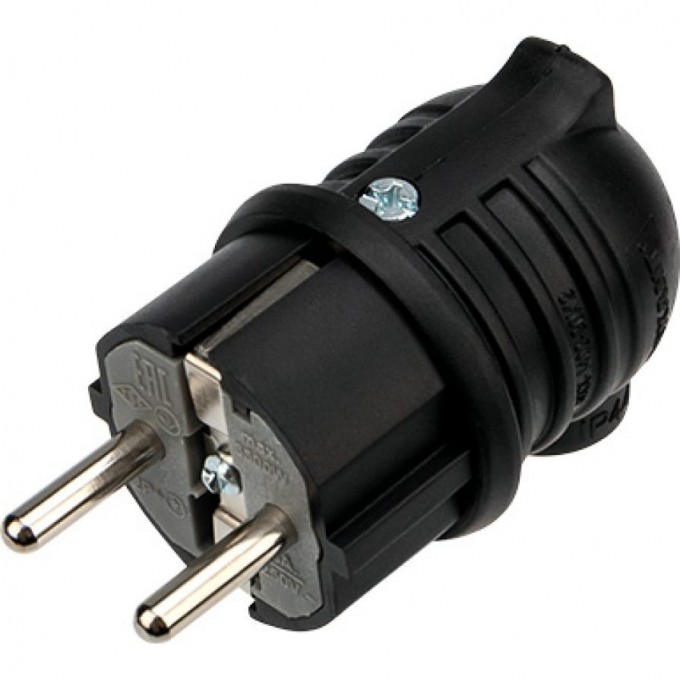 Вилка угловая REXANT влагозащищенная, с заземлением, 16 А, IP44 каучук 111-003