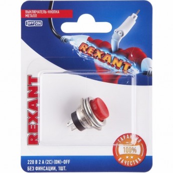 Выключатель-кнопка REXANT RWD-306 металл красная, в упаковке 1шт.